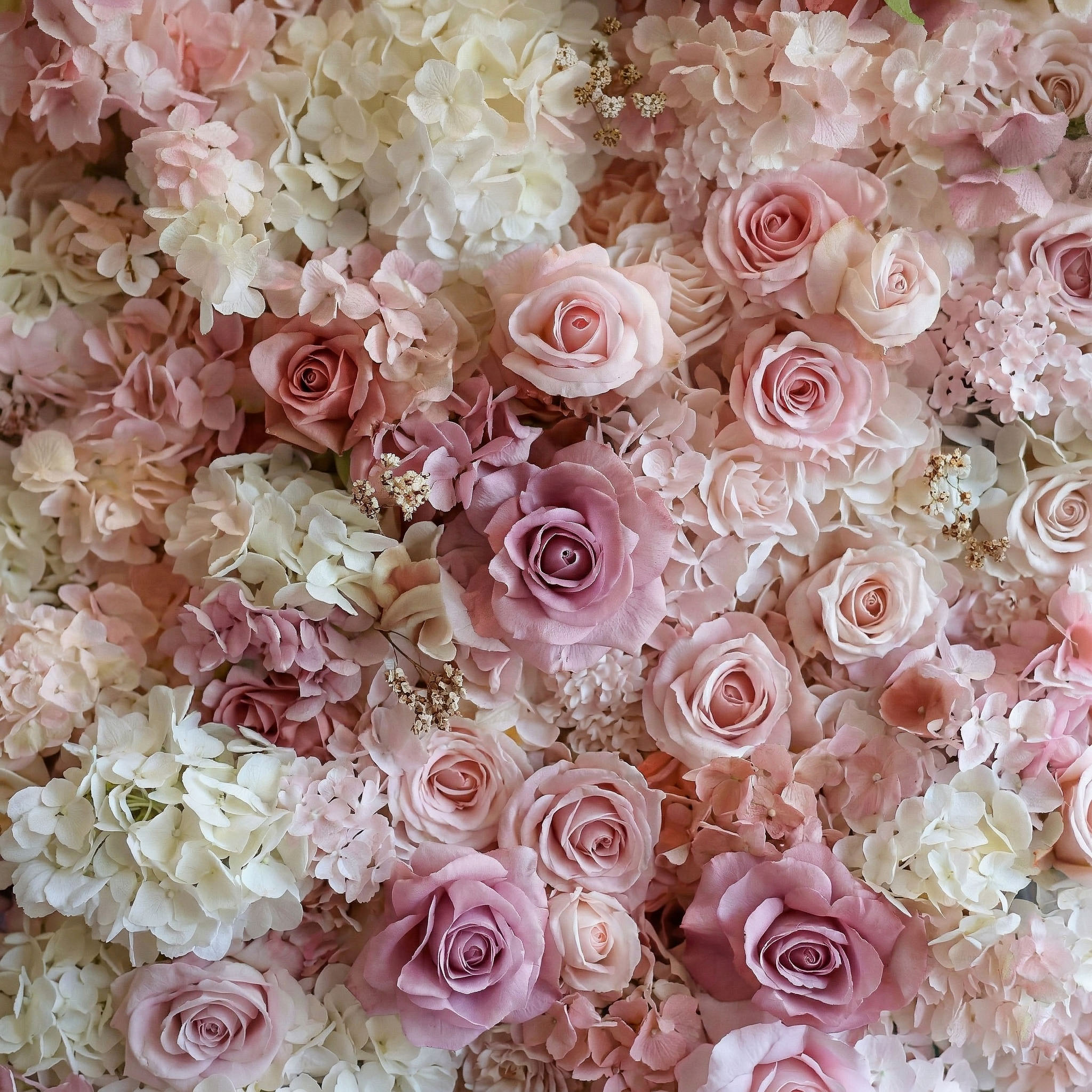 Pink floral wall backdrop with ivory and dusty rose tones — FLORINSKY GTA